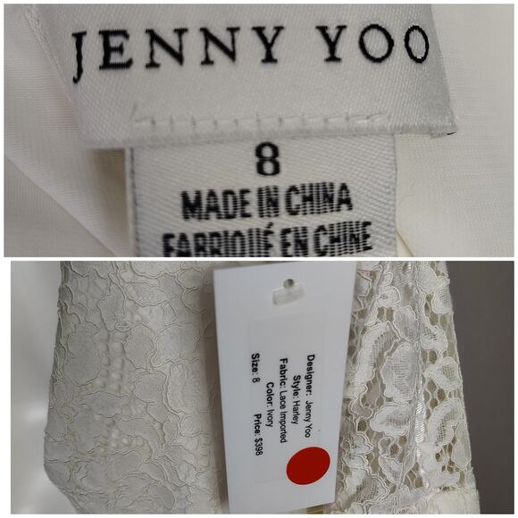 NEW Jenny Yoo Harley Dress Ivory Lace Boned Bodice Bridal Gown Size 8 - Picture 7 of 16